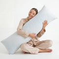 Nalqet 20x54 inch Soft Cooling Body Pillow with Shredded Memory Foam, Enough Support for Side Sleepper, Pregnant Women, Back Pain Relief, Blue