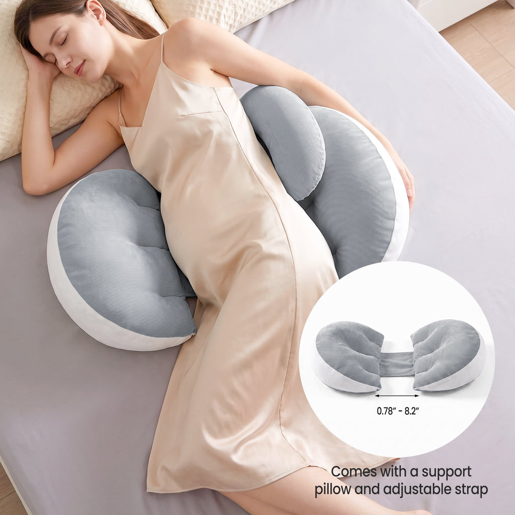Nalqet Side Sleeper Pregnancy Pillow, H Shaped Maternity Cushion with Adjustable Wedge, Supports Back, Belly, and Hips During Sleep, Great for Travel and Daily Use