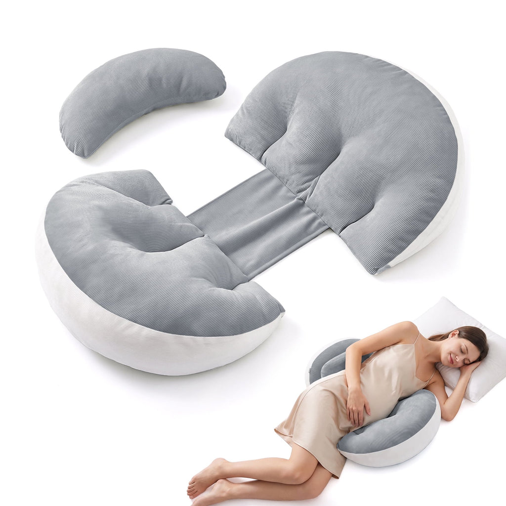 Nalqet Side Sleeper Pregnancy Pillow, H Shaped Maternity Cushion with Adjustable Wedge, Supports Back, Belly, and Hips During Sleep, Great for Travel and Daily Use