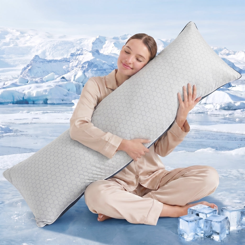 Nalqet 20x54 inch Soft Body Pillow with Shredded Memory Foam and Hexagonal Pattern, Enough Support for Side Sleepper