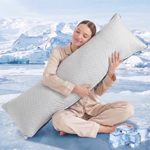 Nalqet 20x54 inch Soft Body Pillow with Shredded Memory Foam and Hexagonal Pattern, Enough Support for Side Sleepper