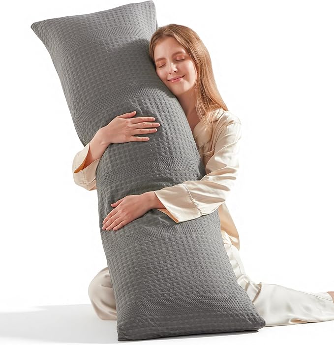 Nalqet Waffle Textured Decorative Lumbar Pillow 20x54 inch