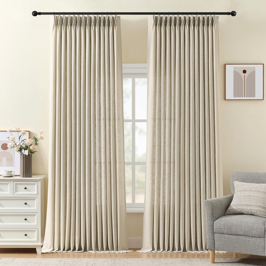 Nalqet 2 Panels Pinch Pleated Linen Curtains