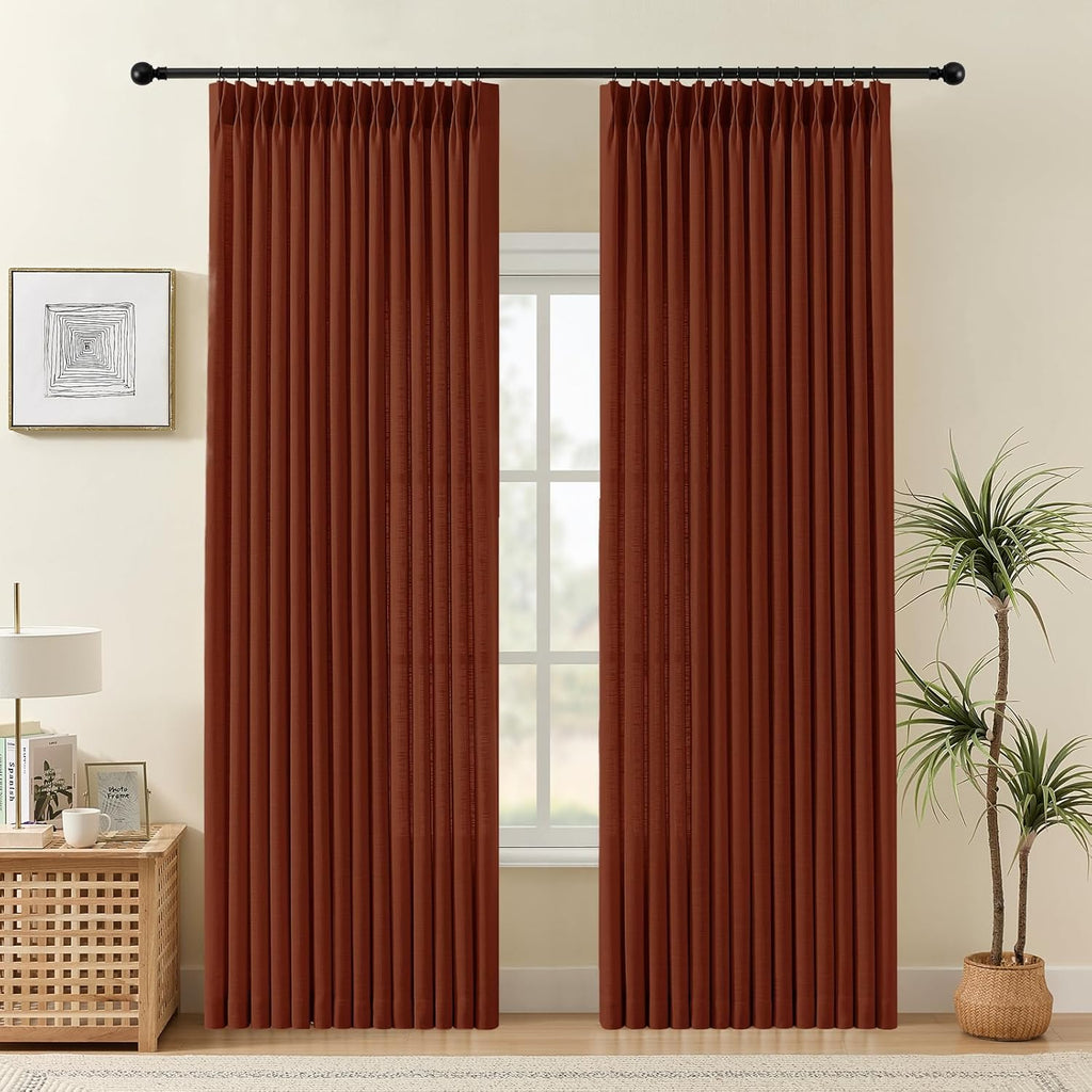 Nalqet 2 Panels Pinch Pleated Linen Curtains