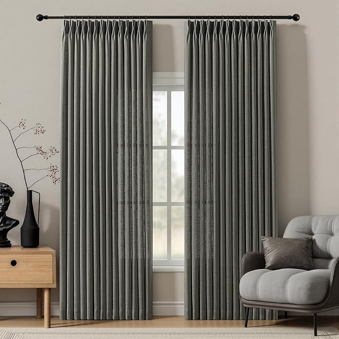 Nalqet 2 Panels Pinch Pleated Linen Curtains