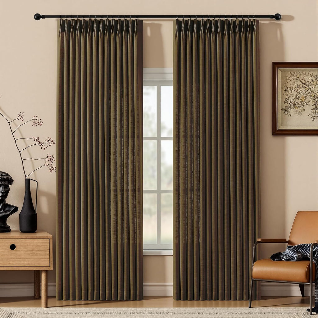 Nalqet 2 Panels Pinch Pleated Linen Curtains