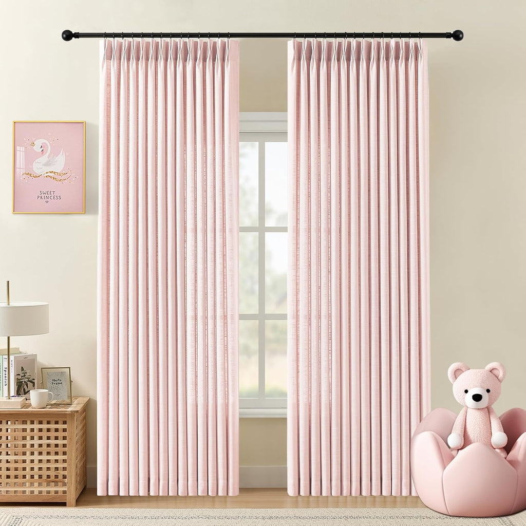 Nalqet 2 Panels Pinch Pleated Linen Curtains