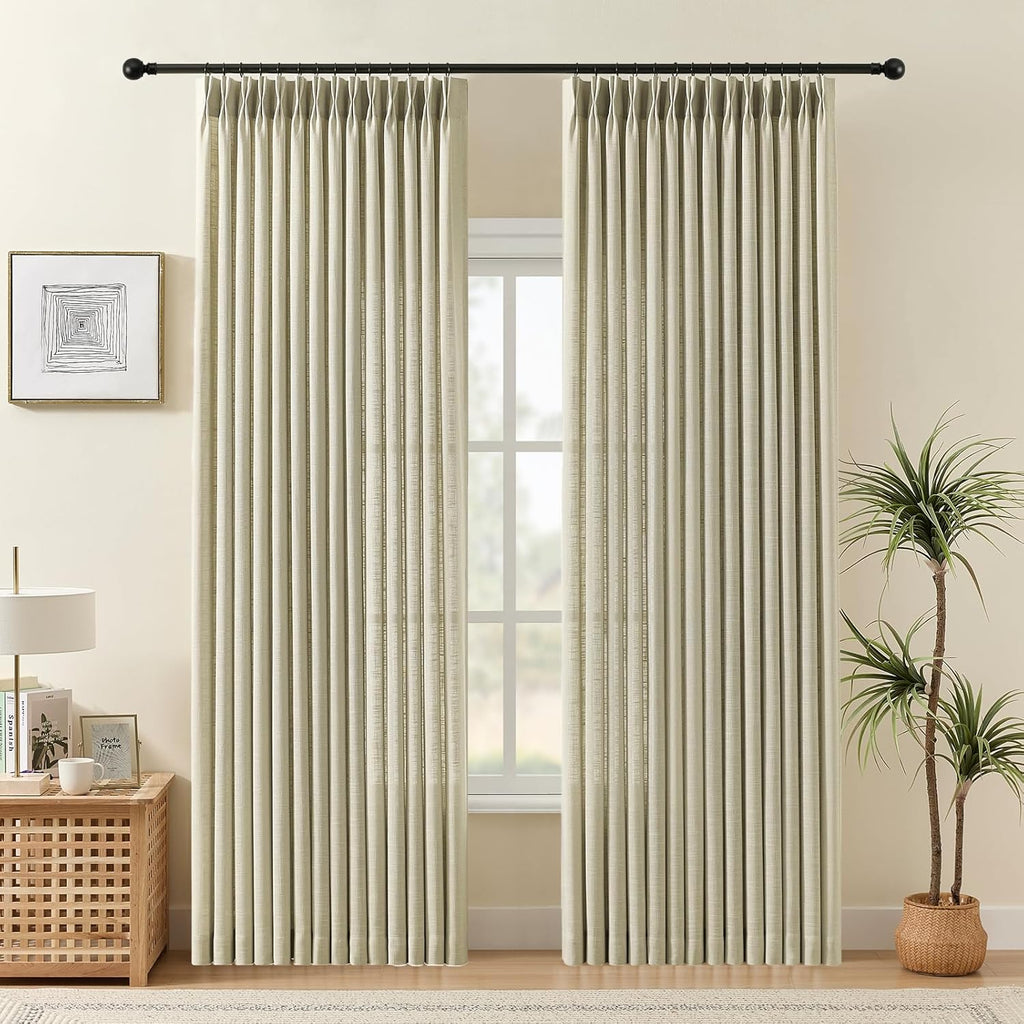 Nalqet 2 Panels Pinch Pleated Linen Curtains