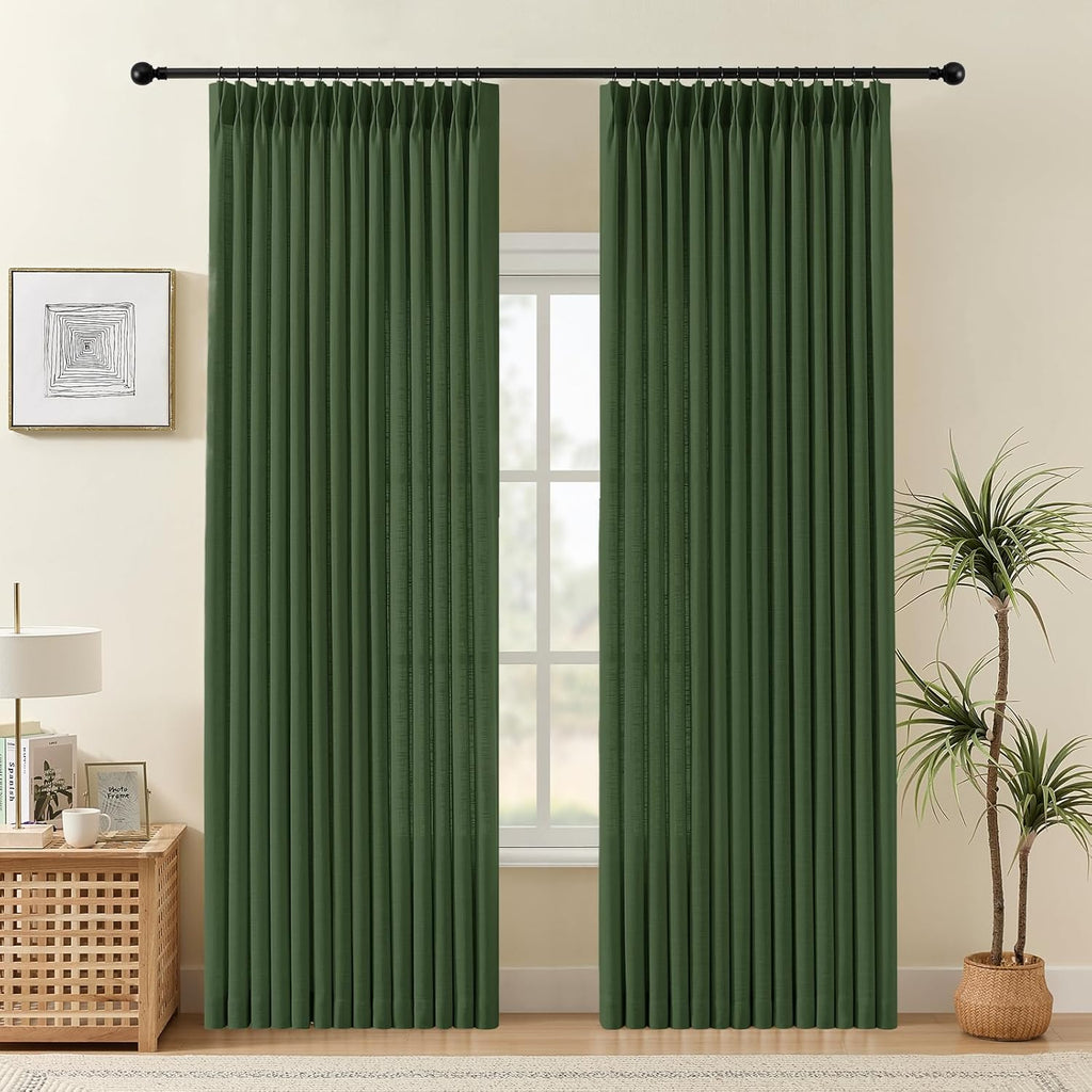 Nalqet 2 Panels Pinch Pleated Linen Curtains
