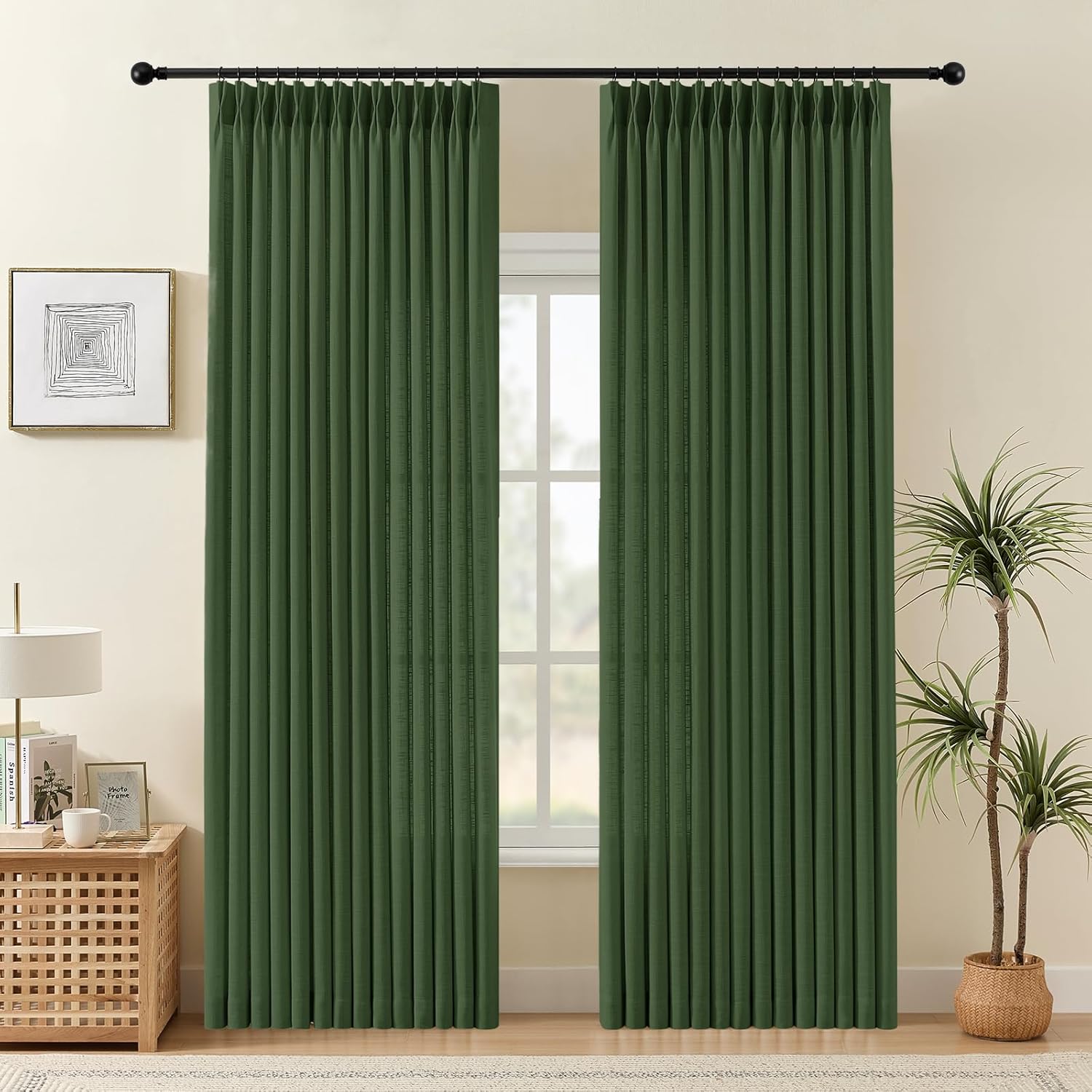 Nalqet 2 Panels Pinch Pleated Linen Curtains