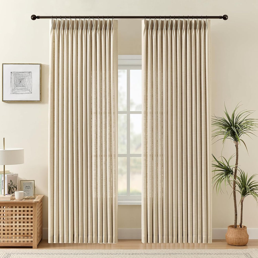 Nalqet 2 Panels Pinch Pleated Linen Curtains