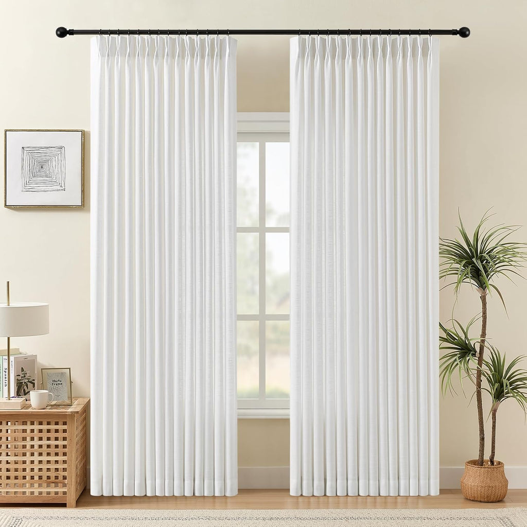 Nalqet 2 Panels Pinch Pleated Linen Curtains