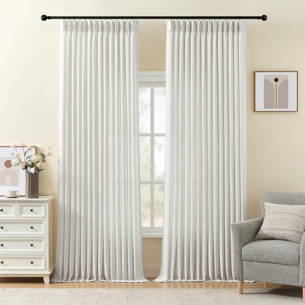 Nalqet 2 Panels Pinch Pleated Linen Curtains