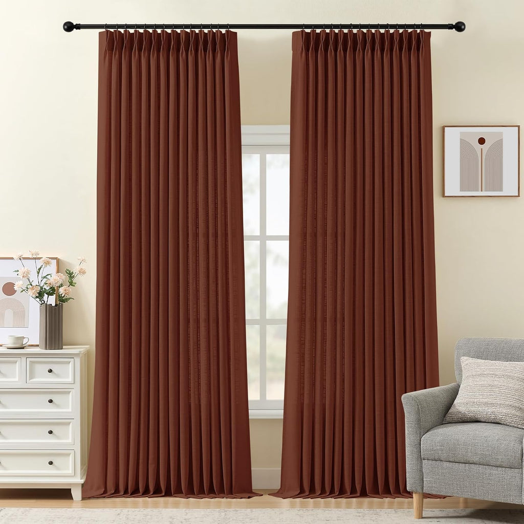Nalqet 2 Panels Pinch Pleated Linen Curtains