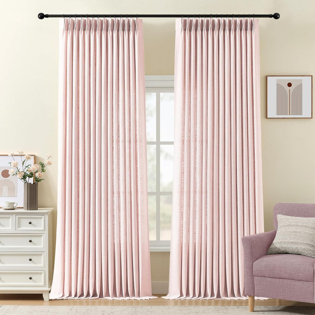 Nalqet 2 Panels Pinch Pleated Linen Curtains