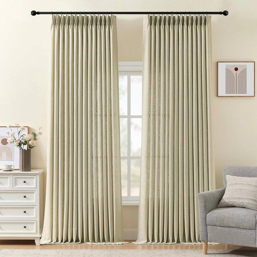 Nalqet 2 Panels Pinch Pleated Linen Curtains