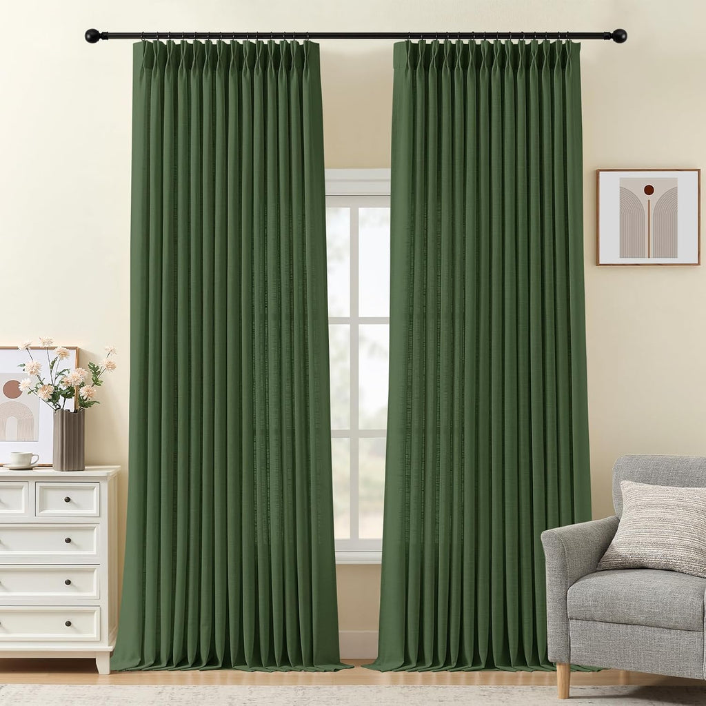 Nalqet 2 Panels Pinch Pleated Linen Curtains