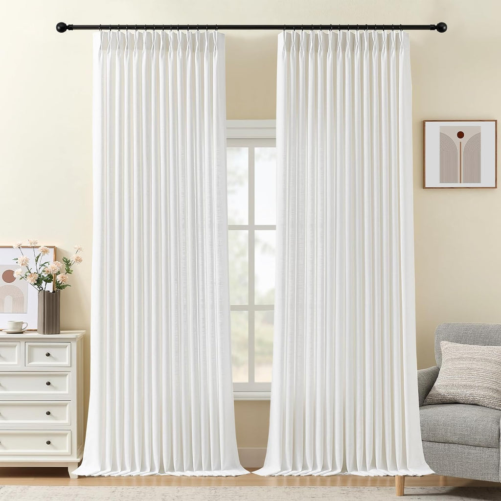 Nalqet 2 Panels Pinch Pleated Linen Curtains