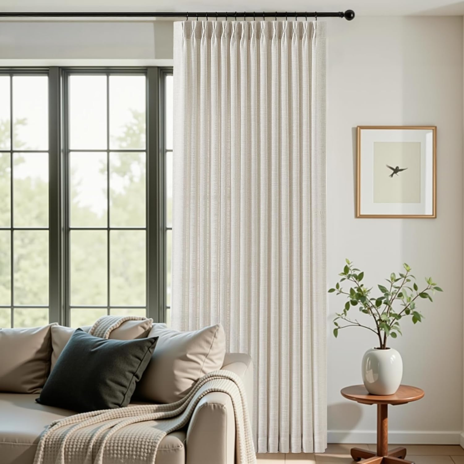 Nalqet 2 Panels Pinch Pleated Linen Curtains
