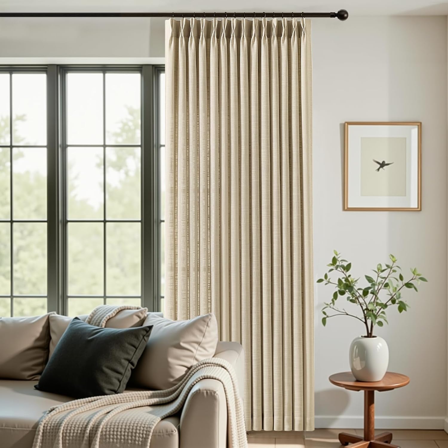 Nalqet 2 Panels Pinch Pleated Linen Curtains
