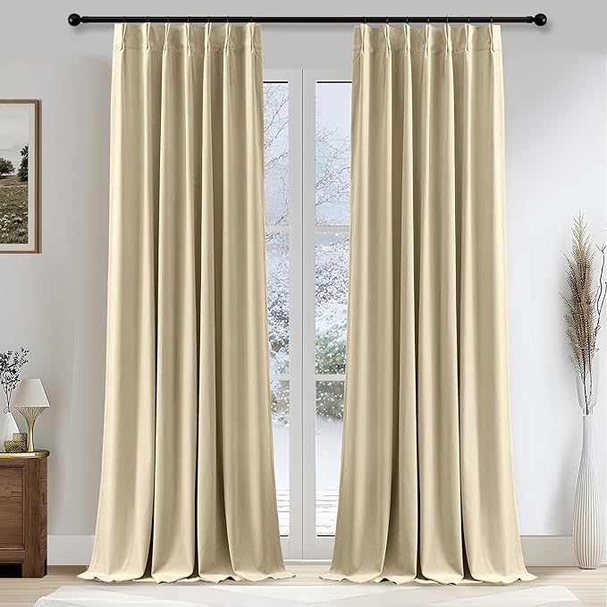 Nalqet 2 Panels Pinch Pleated Velvet Curtains