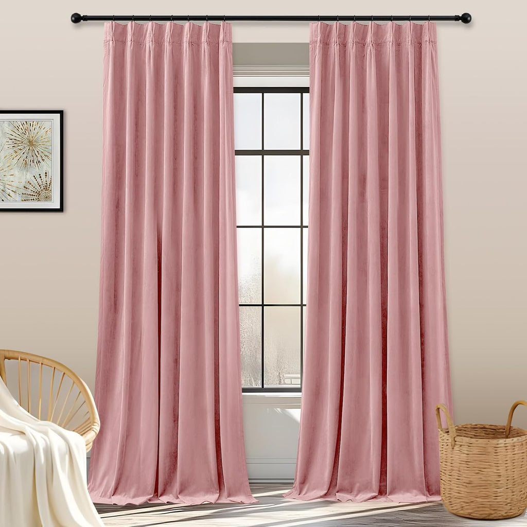 Nalqet 2 Panels Pinch Pleated Velvet Curtains