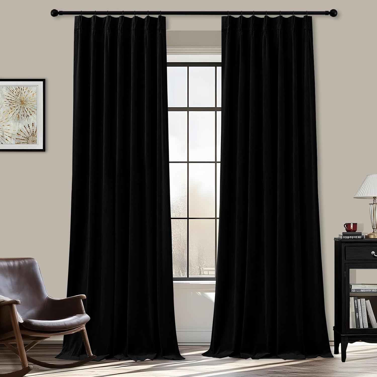 Nalqet 2 Panels Pinch Pleated Velvet Curtains