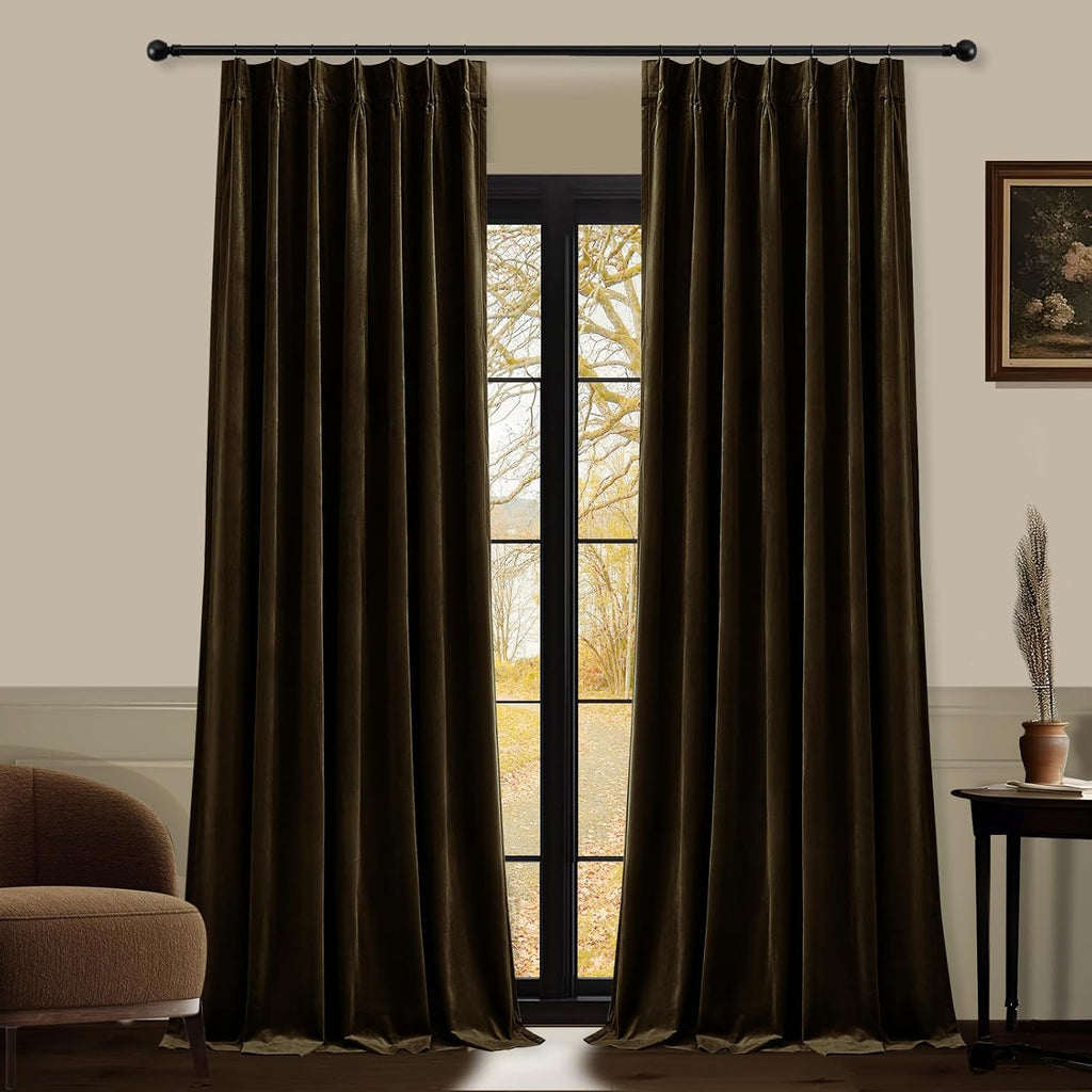 Nalqet 2 Panels Pinch Pleated Velvet Curtains
