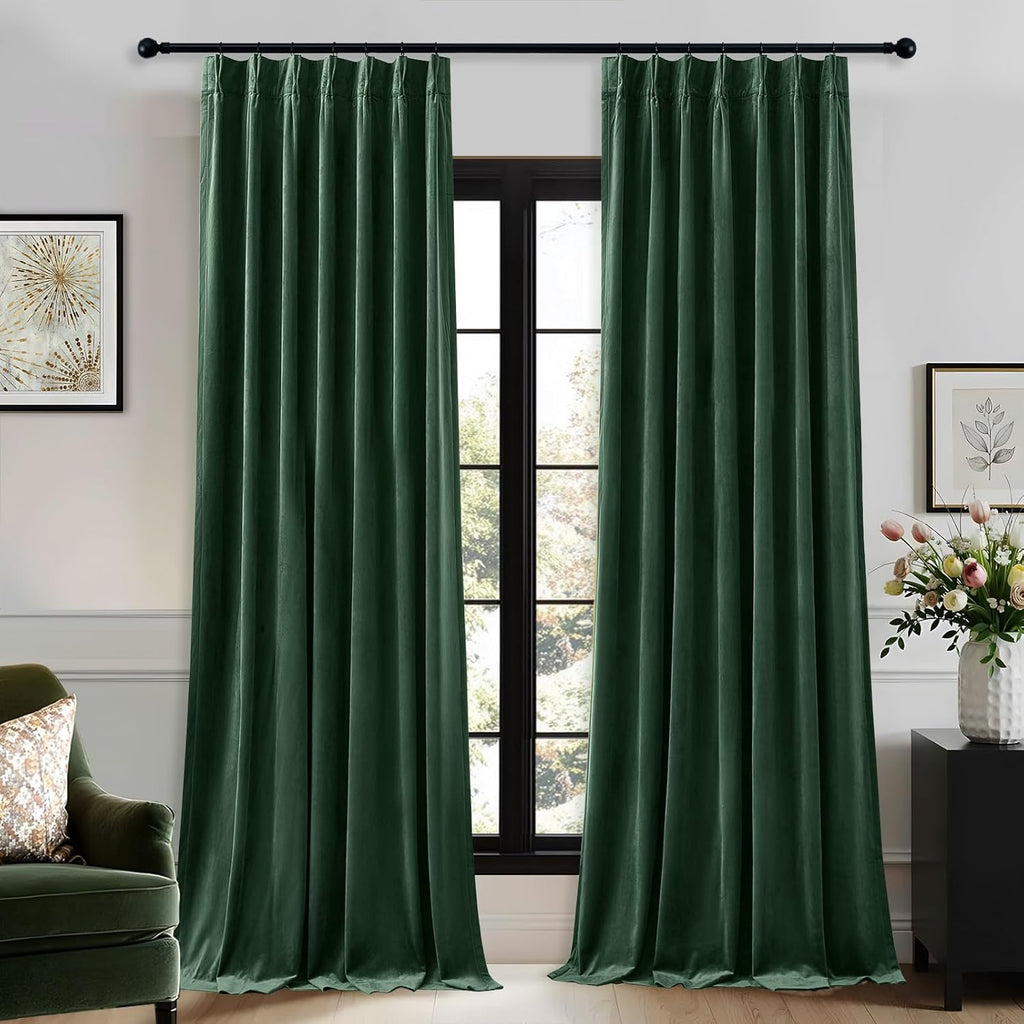 Nalqet 2 Panels Pinch Pleated Velvet Curtains