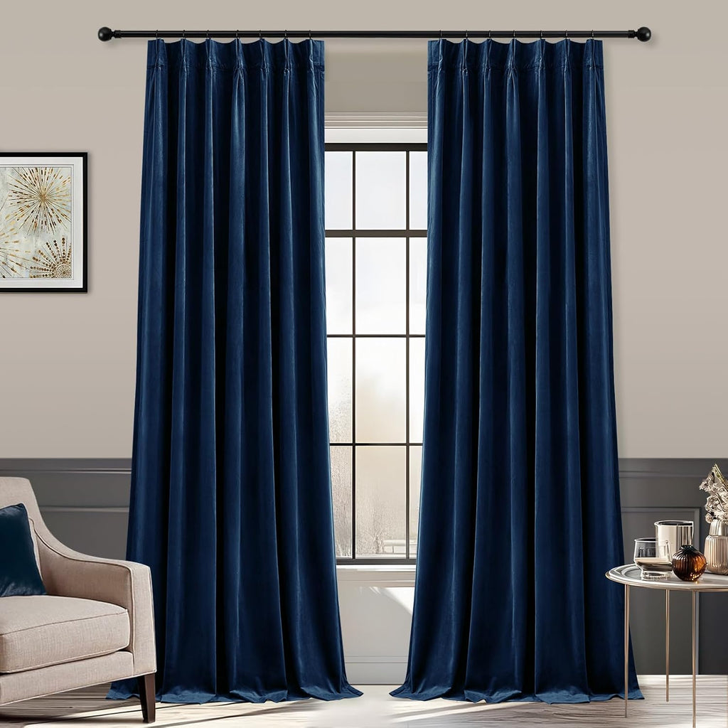 Nalqet 2 Panels Pinch Pleated Velvet Curtains