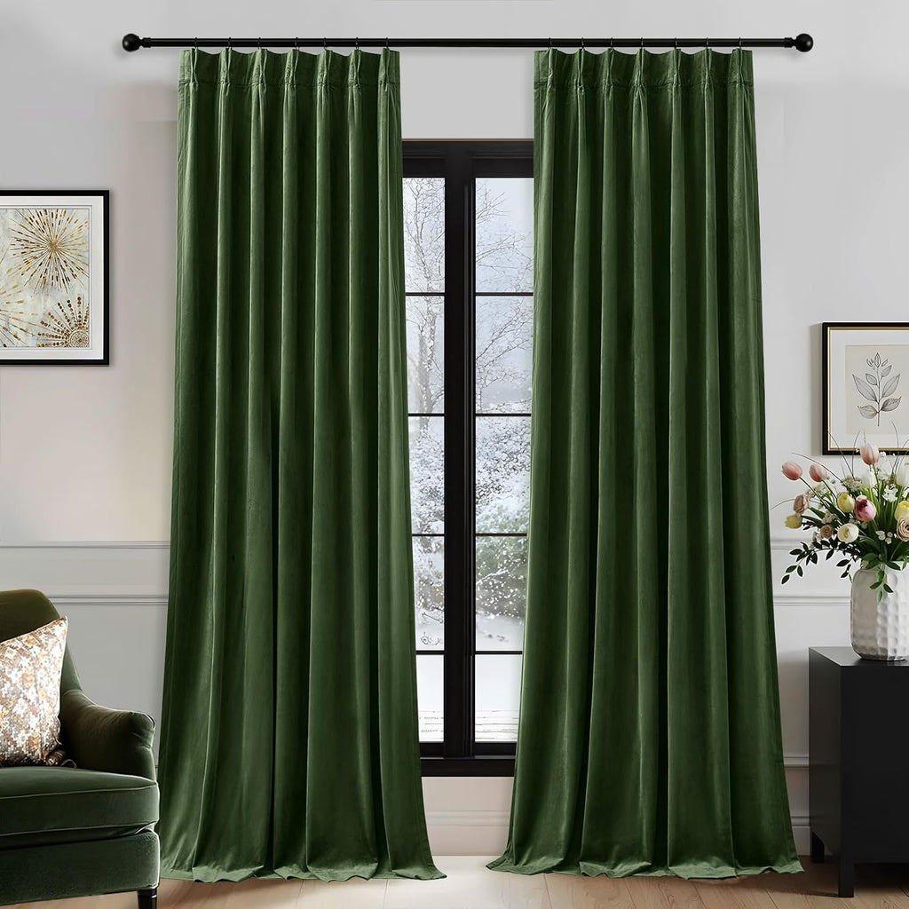 Nalqet 2 Panels Pinch Pleated Velvet Curtains