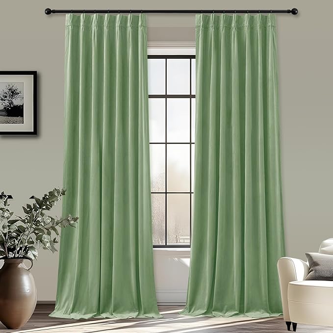 Nalqet 2 Panels Pinch Pleated Velvet Curtains