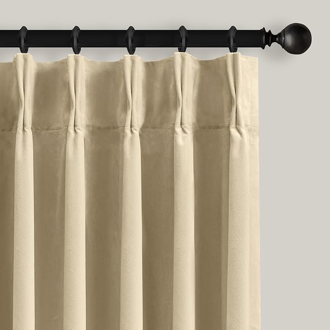 Nalqet 2 Panels Pinch Pleated Velvet Curtains