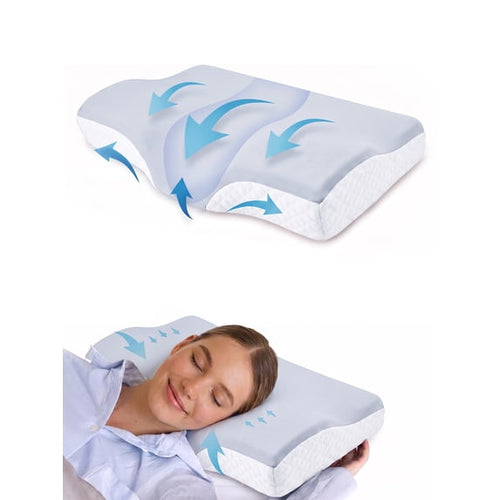 Nalqet 23.6×11.8 inch Memory Foam Cervical Neck Pillow – Provides Effective Pain Relief, Extremely Comfort, and Ergonomic Support for Side/Back/Stomach Sleepers