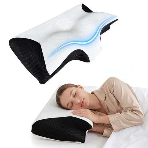 Nalqet 24.4×14.6 inch Memory Foam Cervical Neck Pillow – Provides Effective Pain Relief, Extremely Comfort, and Ergonomic Support for Side/Back/Stomach Sleepers