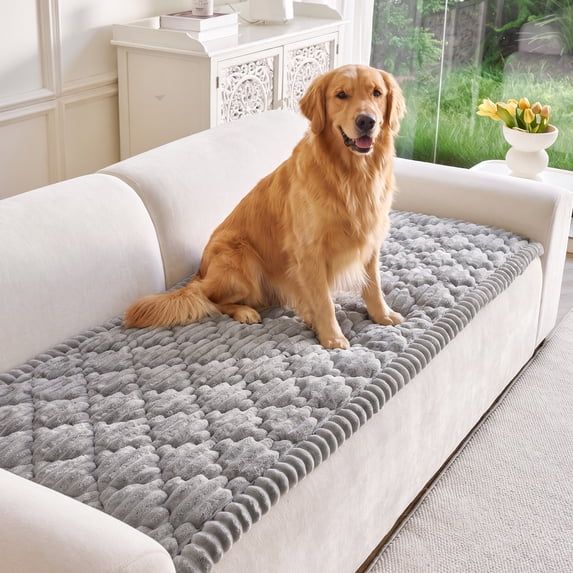 Nalqet Plush Sofa Diamond Design Slipcovers for 2 Cushion Couches – Washable Fuzzy Non Slip Furniture Protector Couch Cover for Pets and Dogs Cats