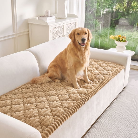 Nalqet Plush Sofa Diamond Design Slipcovers for 2 Cushion Couches – Washable Fuzzy Non Slip Furniture Protector Couch Cover for Pets and Dogs Cats
