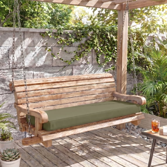 Nalqet Outdoor Bench Cushion, Memory Foam Patio Bench Cushion for Outdoor Furniture Waterproof, Porch Swing Pad with Handle and Adjustable Strap