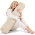 Nalqet Corduroy Long Body Pillow for Adults, Round Bolster Pillow with Shredded Memory Foam, Firm Support for Side Sleepers, Removable & Washable Cover