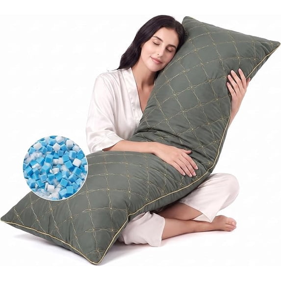 Nalqet Petal Pattern Quilted Body Pillow, 20×54 inch Soft Memory Foam Filled Long Pillow for Bed, Couch, Living Room