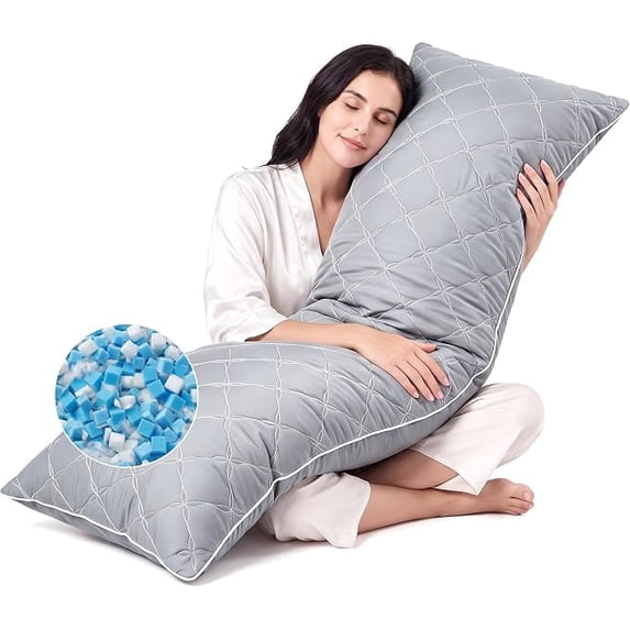 Nalqet Petal Pattern Quilted Body Pillow, 20×54 inch Soft Memory Foam Filled Long Pillow for Bed, Couch, Living Room