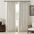 Nalqet Pinch Pleated Linen Blackout Curtains Natural, 100% Black out, Thermal Insulated, Pleated Window Drapes with Rings Hooks, for Bedroom Living Room