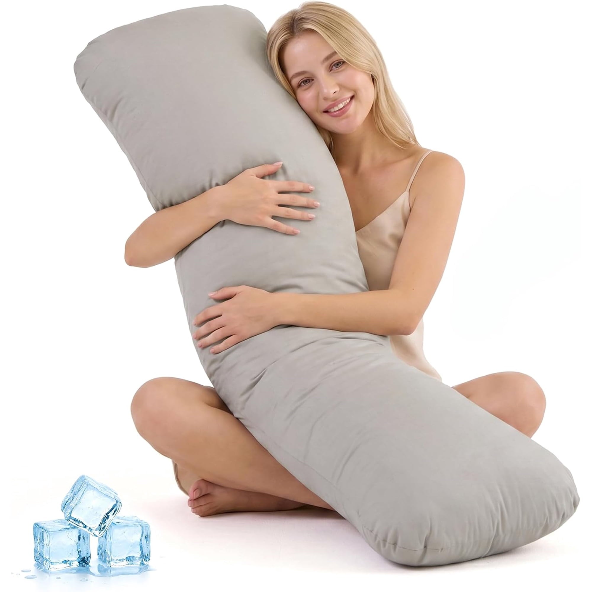 Nalqet Weighted Body Pillow for Adults,Firm Body Pillow Filled with Glass Beads and Shredded White Memory Foam, Anti-Slip Heavy Design, Comfort Support for Side Sleepers with Washable Cover