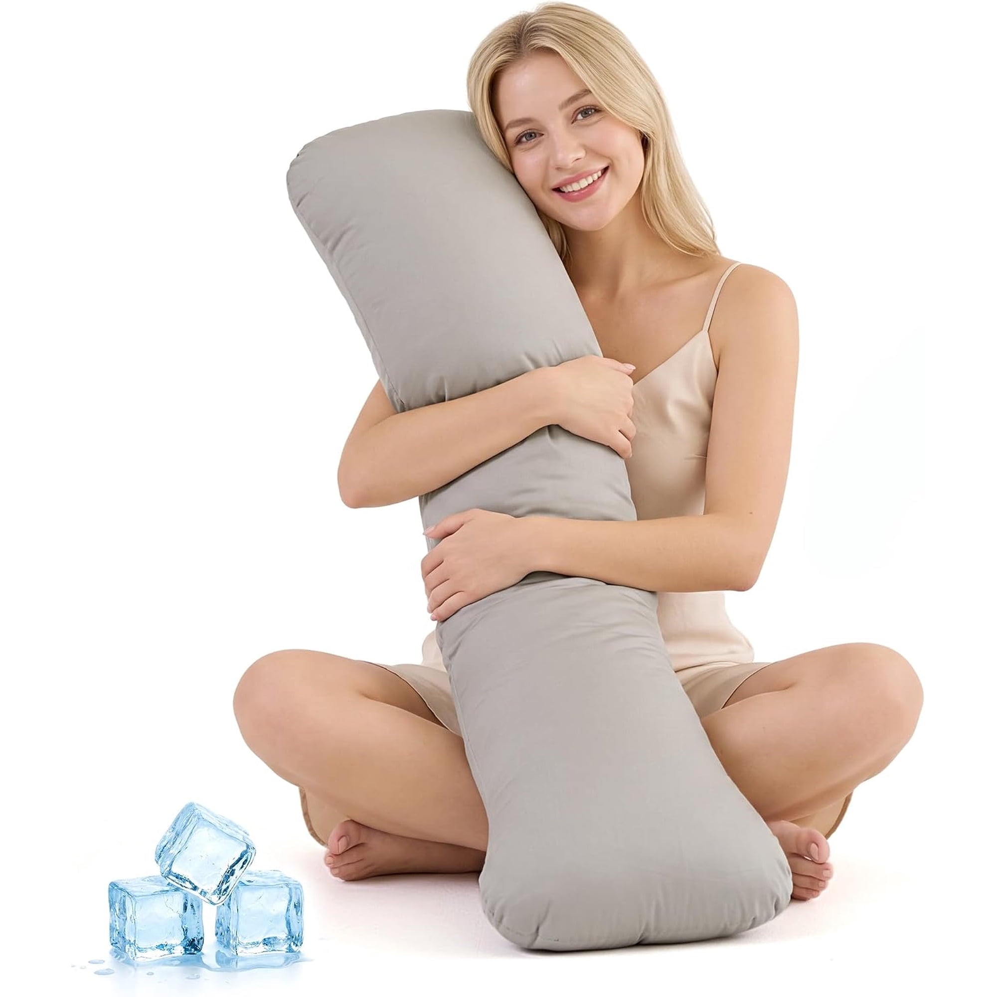 Nalqet Weighted Body Pillow for Adults,Firm Body Pillow Filled with Glass Beads and Shredded White Memory Foam, Anti-Slip Heavy Design, Comfort Support for Side Sleepers with Washable Cover