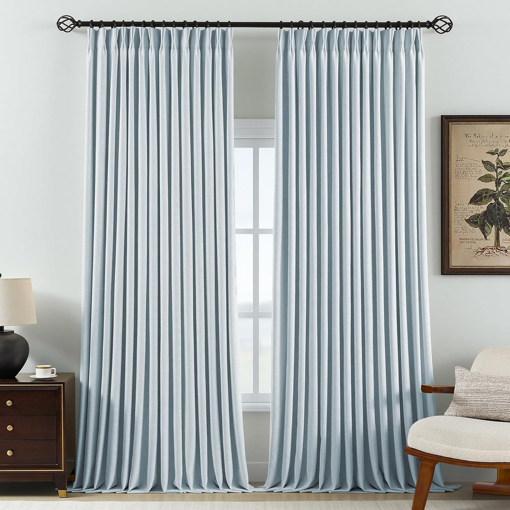 Nalqet Pinch Pleated Linen Curtains 100% Blackout