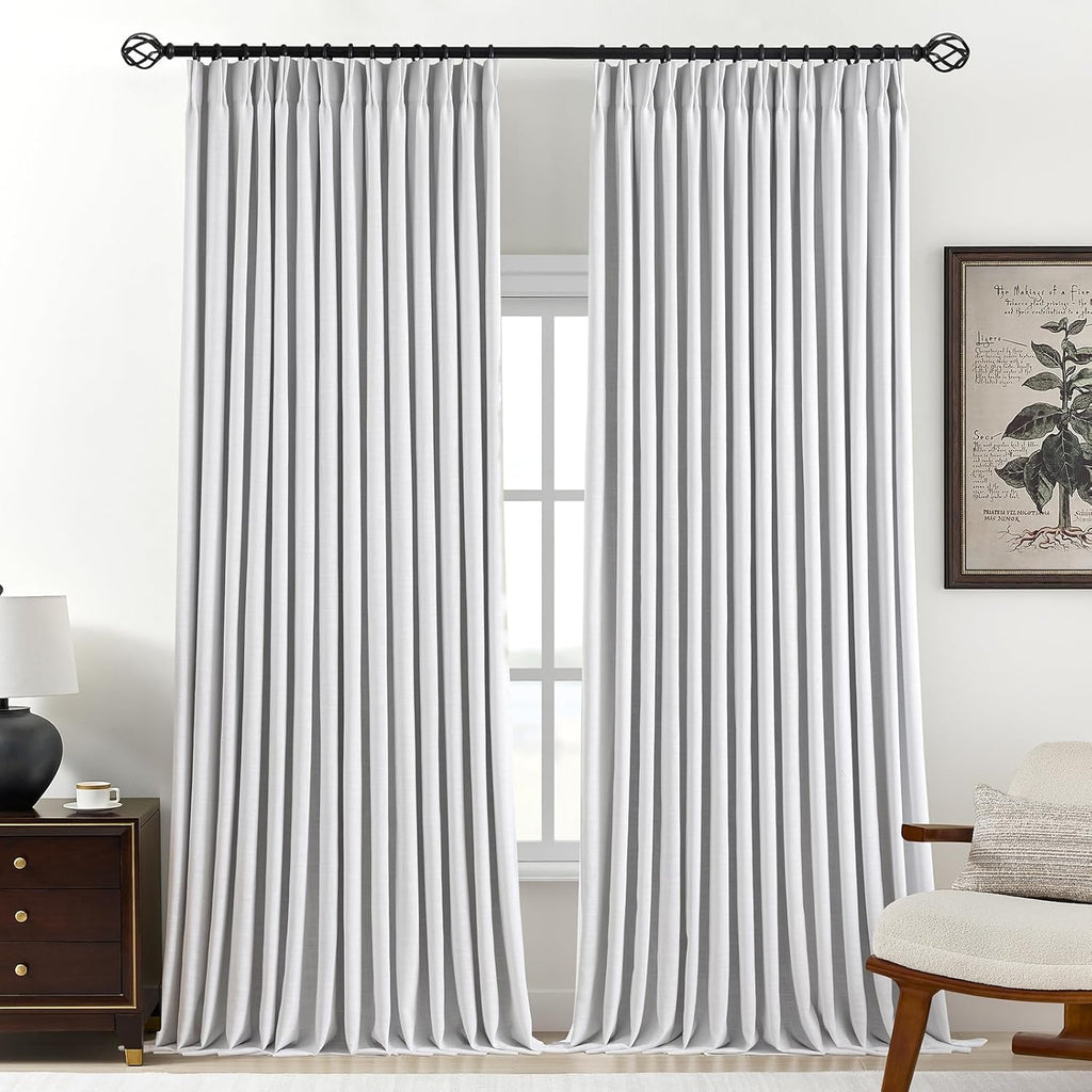 Nalqet Pinch Pleated Linen Curtains 100% Blackout