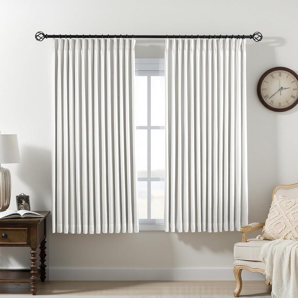 Nalqet Pinch Pleated Linen Curtains 100% Blackout