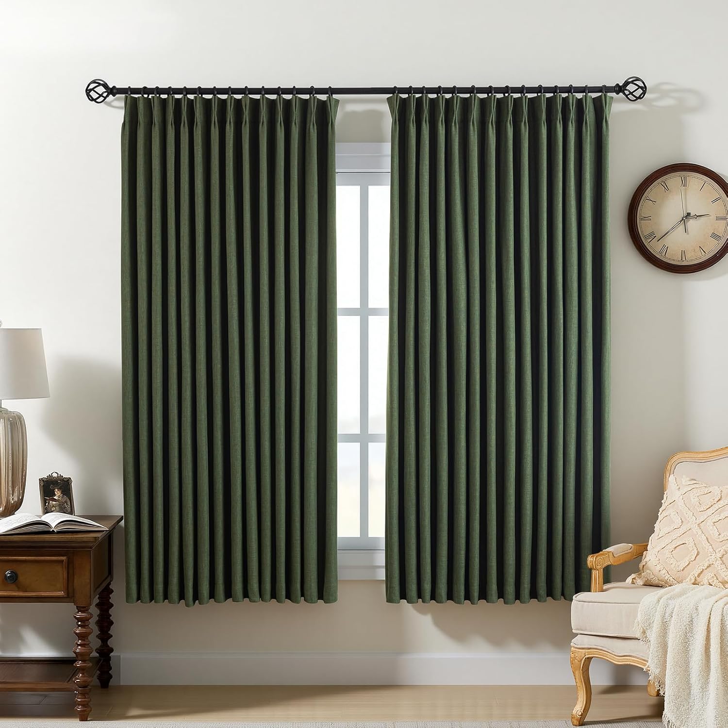 Nalqet Pinch Pleated Linen Curtains 100% Blackout