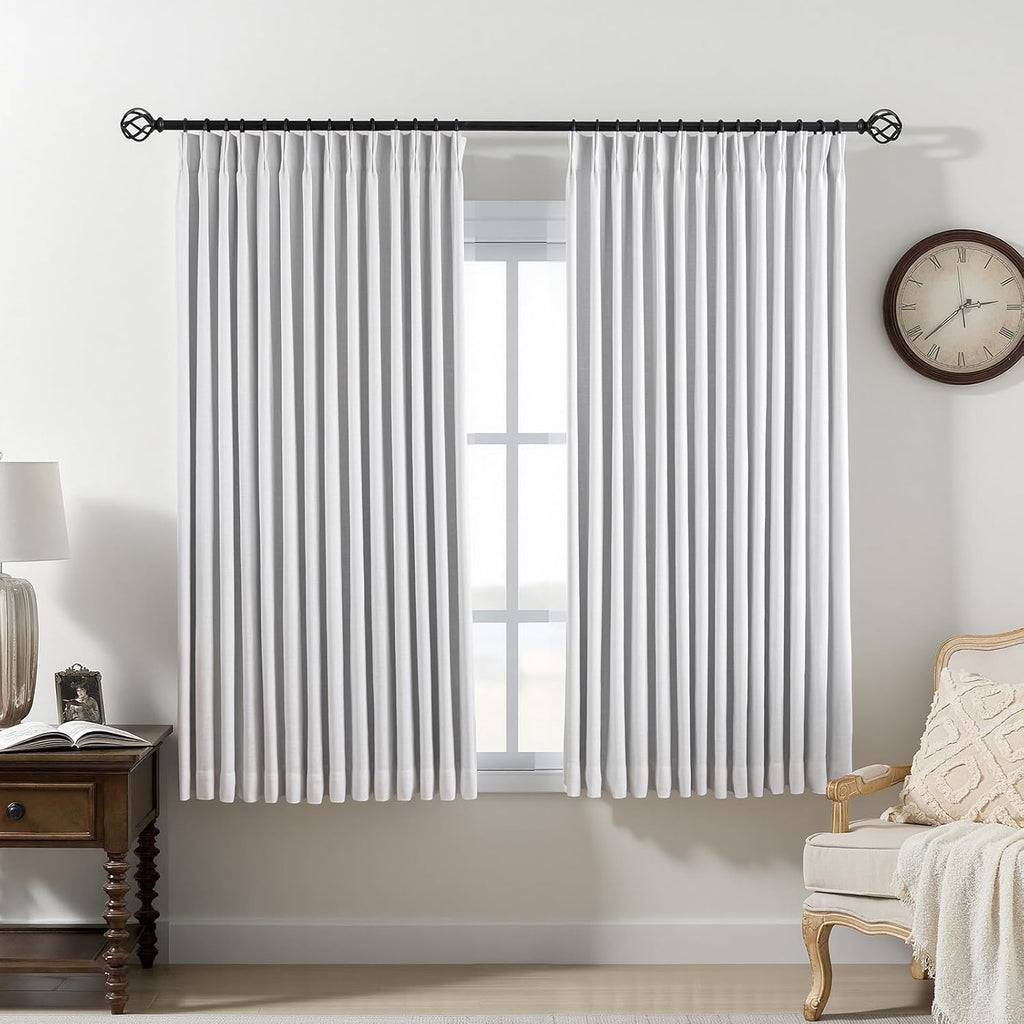 Nalqet Pinch Pleated Linen Curtains 100% Blackout