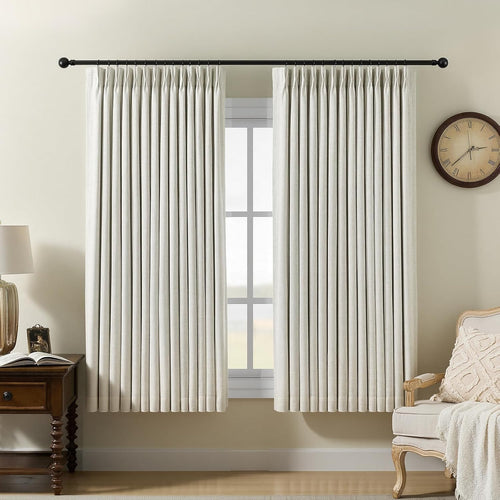 Nalqet Pinch Pleated Linen Curtains 100% Blackout